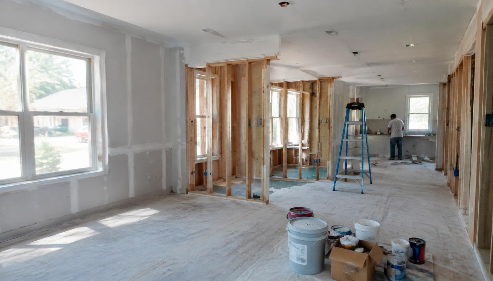 A Capital Region home being renovated — new framing, drywall, and paint